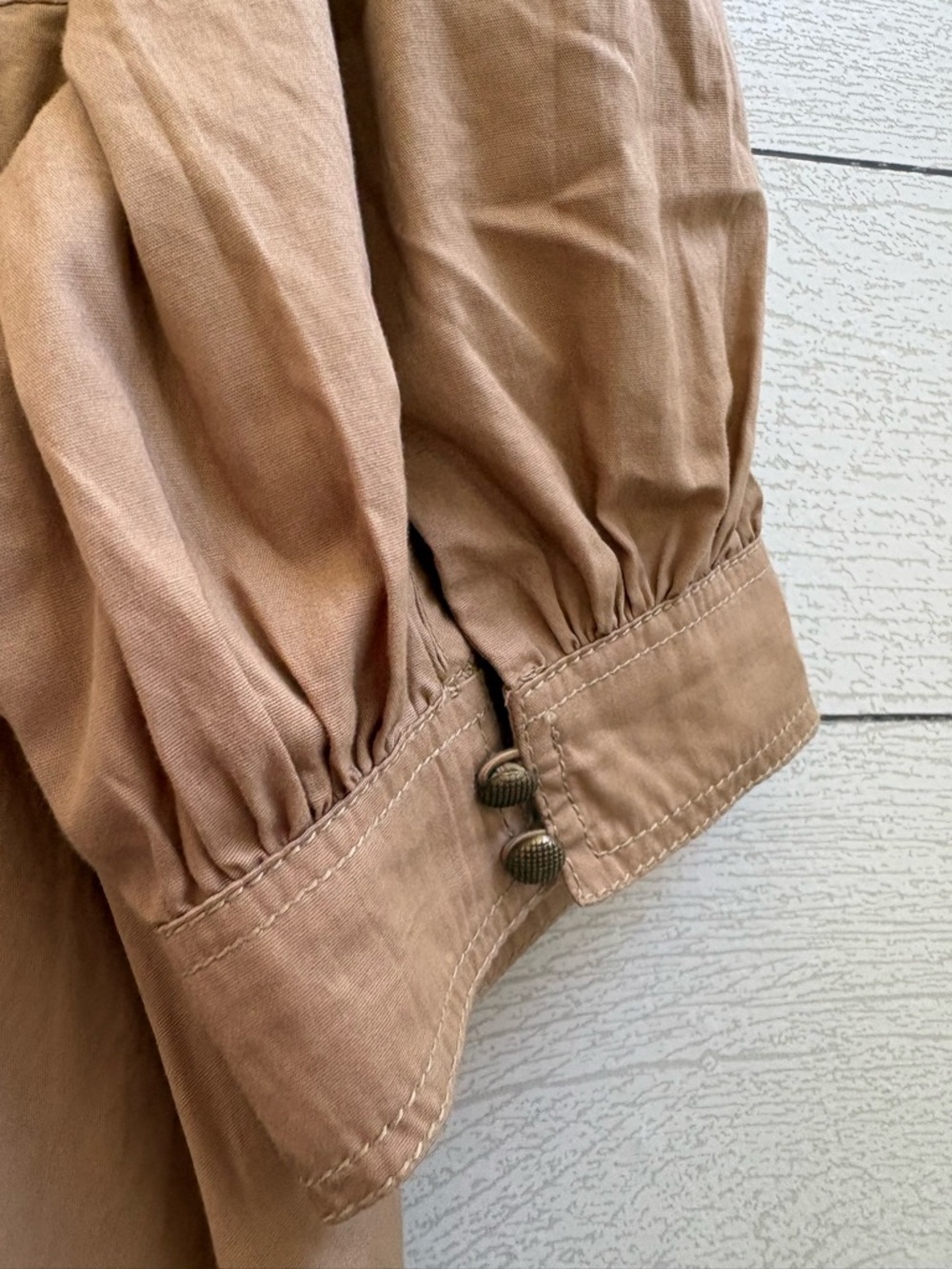 Pilcro Bow-Front Tunic Cotton Mini Dress Khaki/Tan Size M - Picture 8 of 12
